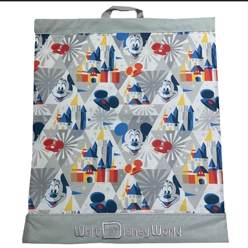 Disney Mickey Mouse and castle gray drawstring backpack